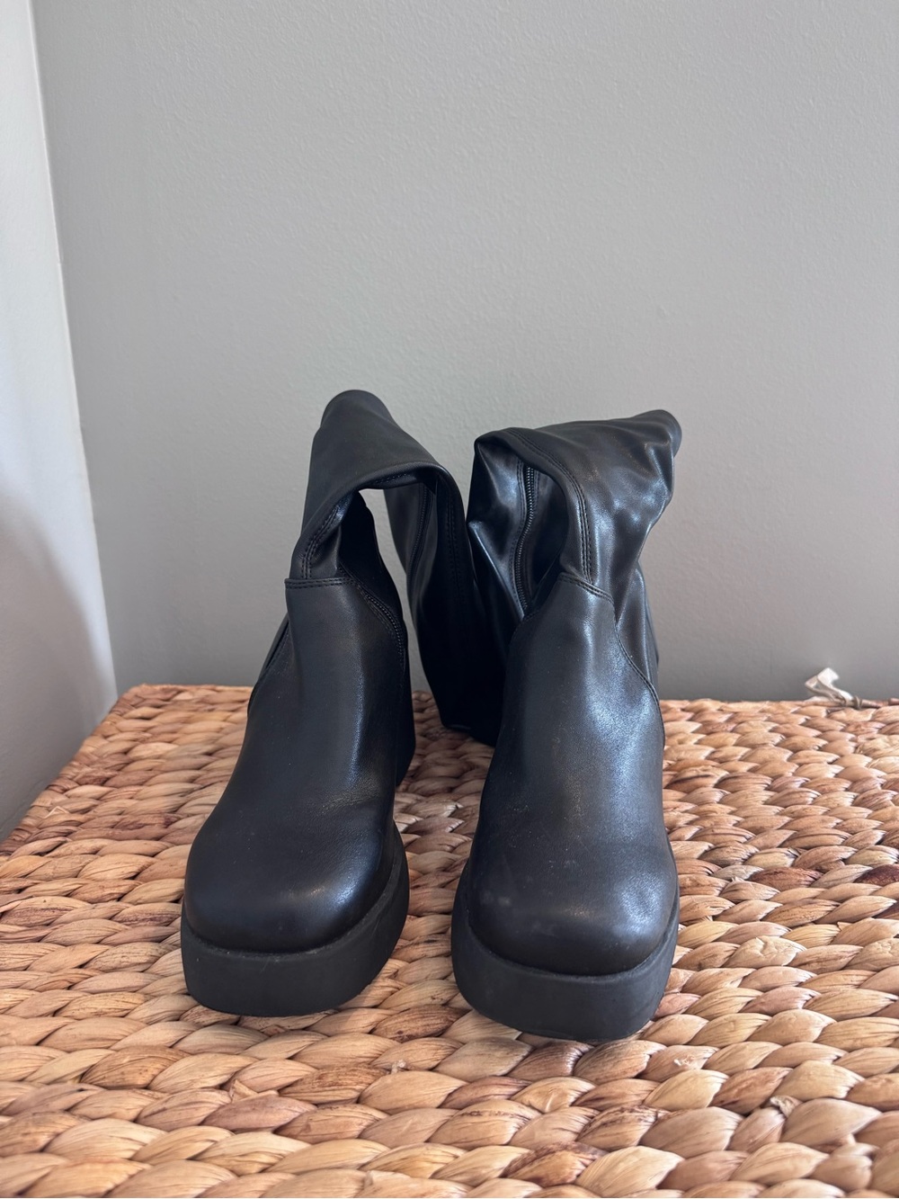 Steve Madden Black Platform Knee High Boots